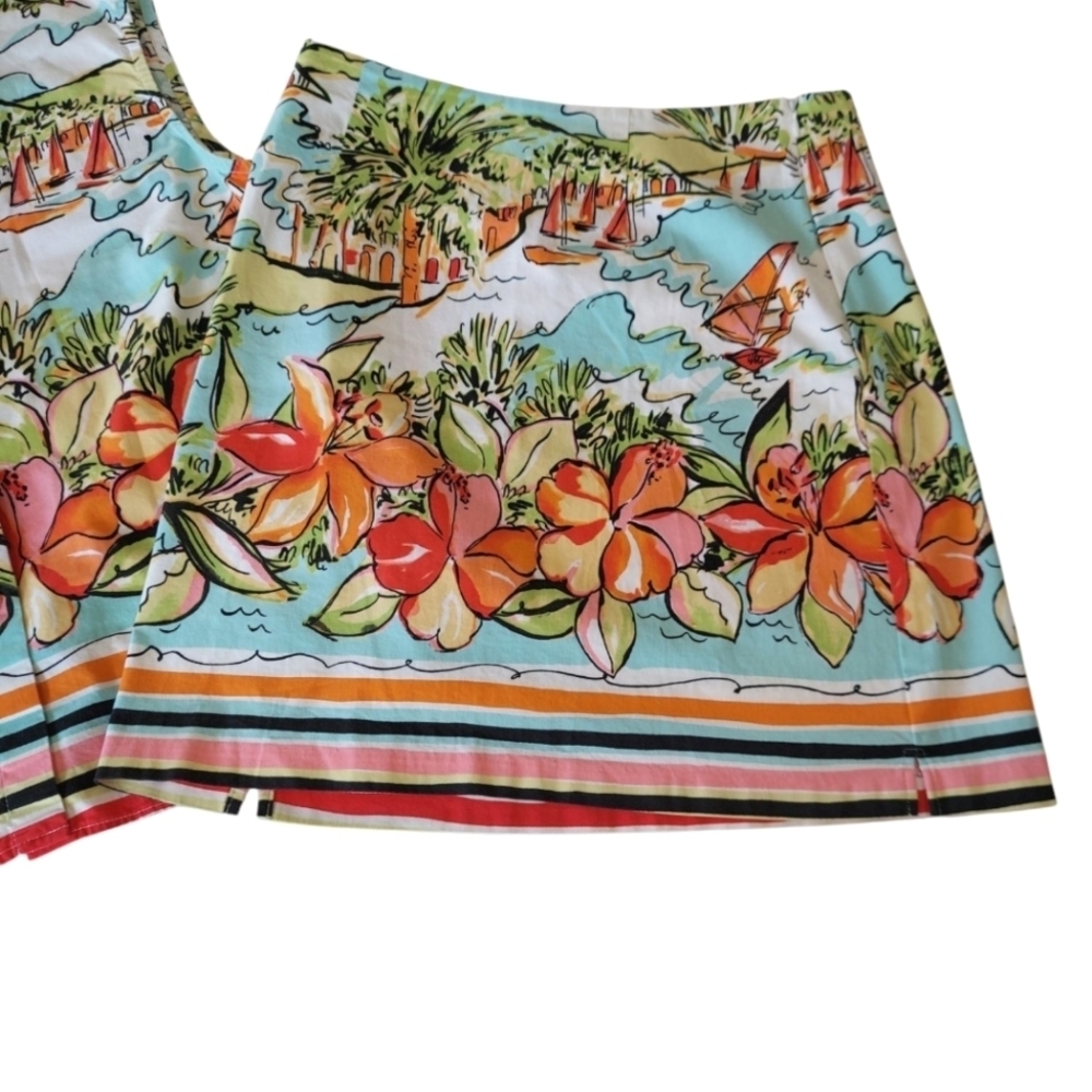 Catherine Stewart Floral Sleeveless Cotton Top and Skirt Set